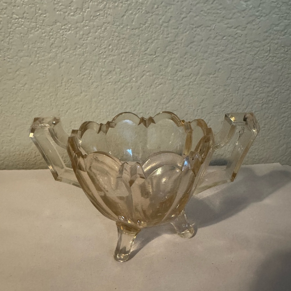 Depression Glass Two Handle Footed Dish Light Pink